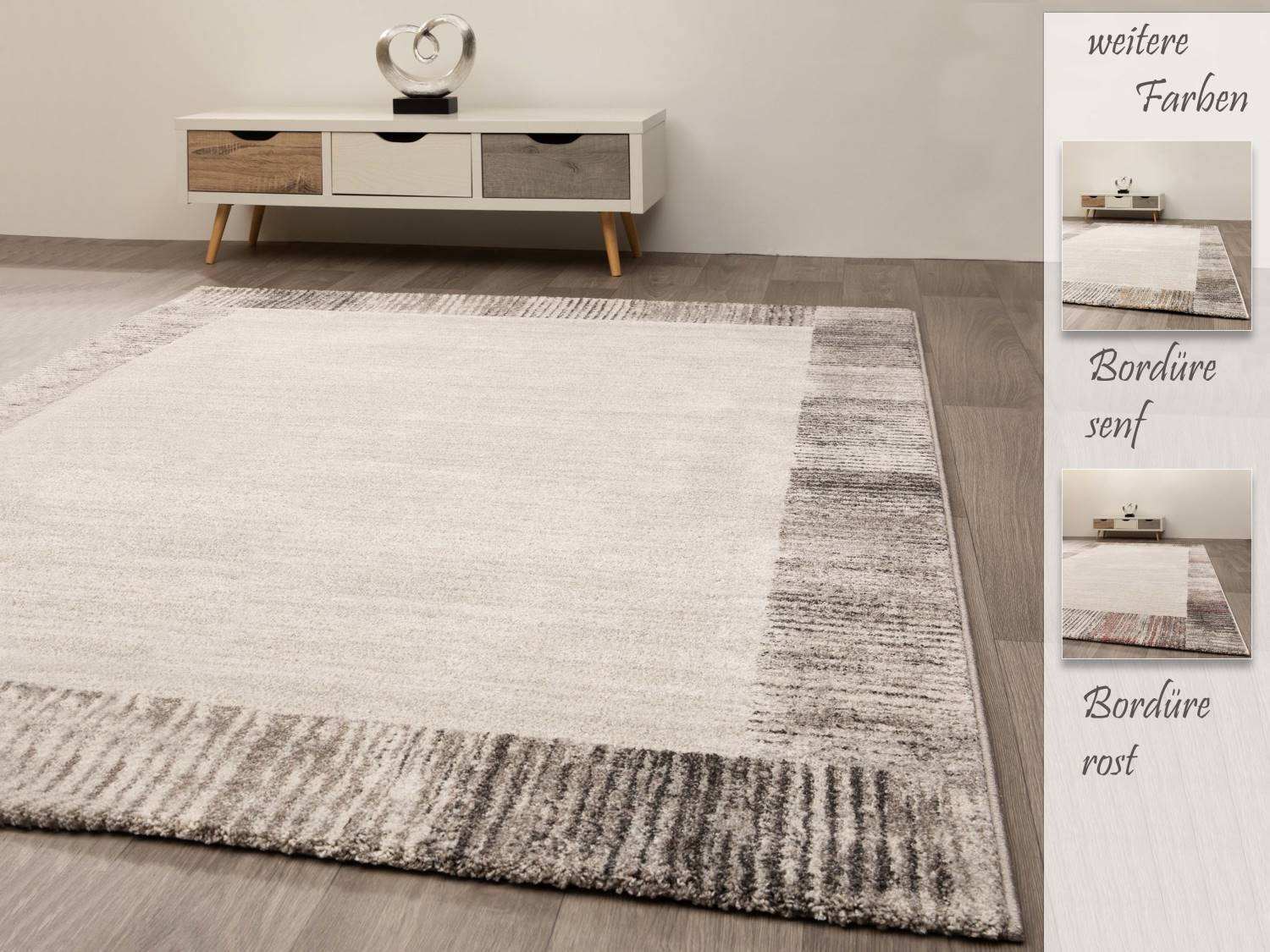 Kurzflor Teppich Soft Tones Bordüre Global | Carpet 